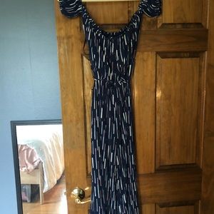 Lulus Blue Jumpsuit with Pink and White Stripes